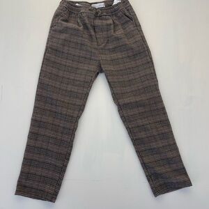 Zara Boys Checkered Tweed Plaid Chinos - Brown and Black size 8